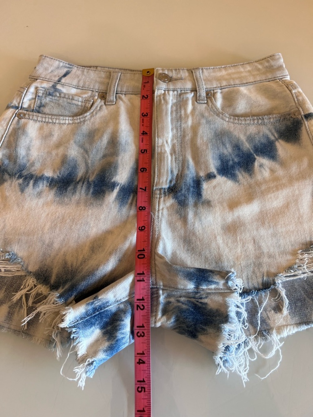 AMERICAN EAGLE Tie Dye Denim Shorts High Rise Cutoff Festival - Picture 15 of 15
